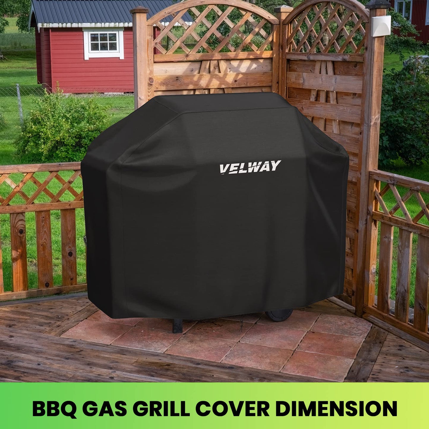 Velway Funda para Barbacoa Impermeable, Cubierta BBQ de Parrilla 210D Oxford Protector, Anti-Viento/Anti-Polvo/Anti-Humedad, Resistente al Desgarro/Agua/Lluvia/Nieve/Sol, 147x61x117cm Negro