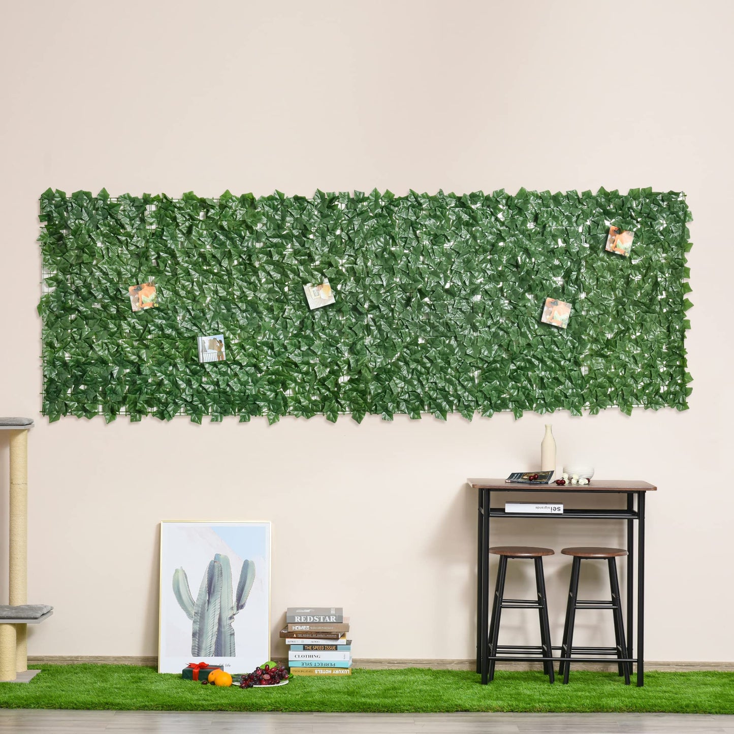 Outsunny Seto Artificial Ocultación Jardín en Rollo 3x1 m Pantalla de Valla de Privacidad de Hiedra Artificial para Terraza Balcón Exterior Decoración de Hojas Verde