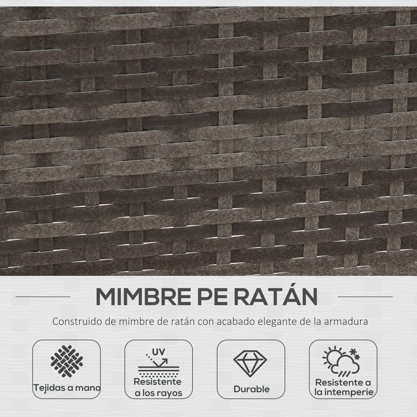Outsunny Conjunto de Jardín de Ratán Sintético de 4 Piezas Muebles de Jardín con 2 Sofás de 2 Plazas 1 Mesa de Centro y Cojines Anti-UV para Patio Terraza Gris y Azul