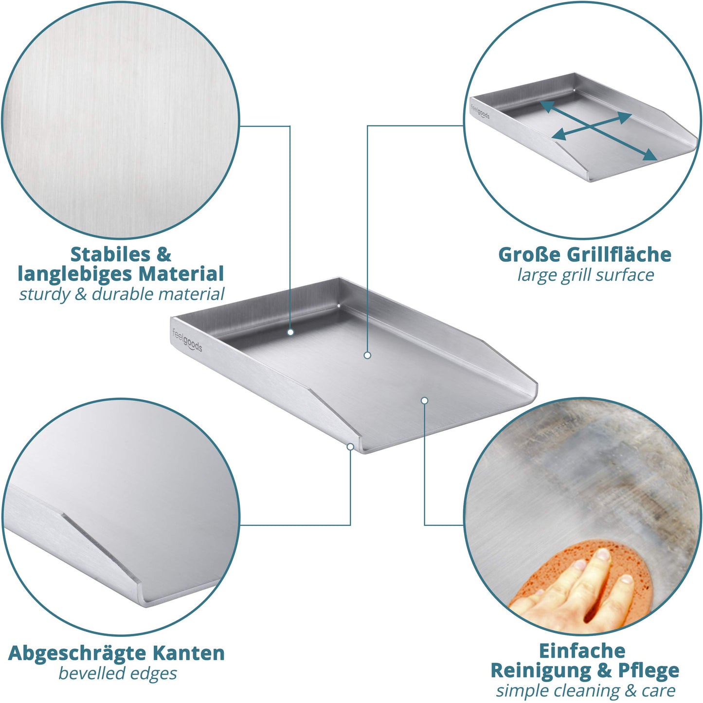 Smartpeas Plancha Barbacoa De Acero Inoxidable 20 X 30 Cm Para Muchas Barbacoas De Carbón & Gas +Raspador Bbq
