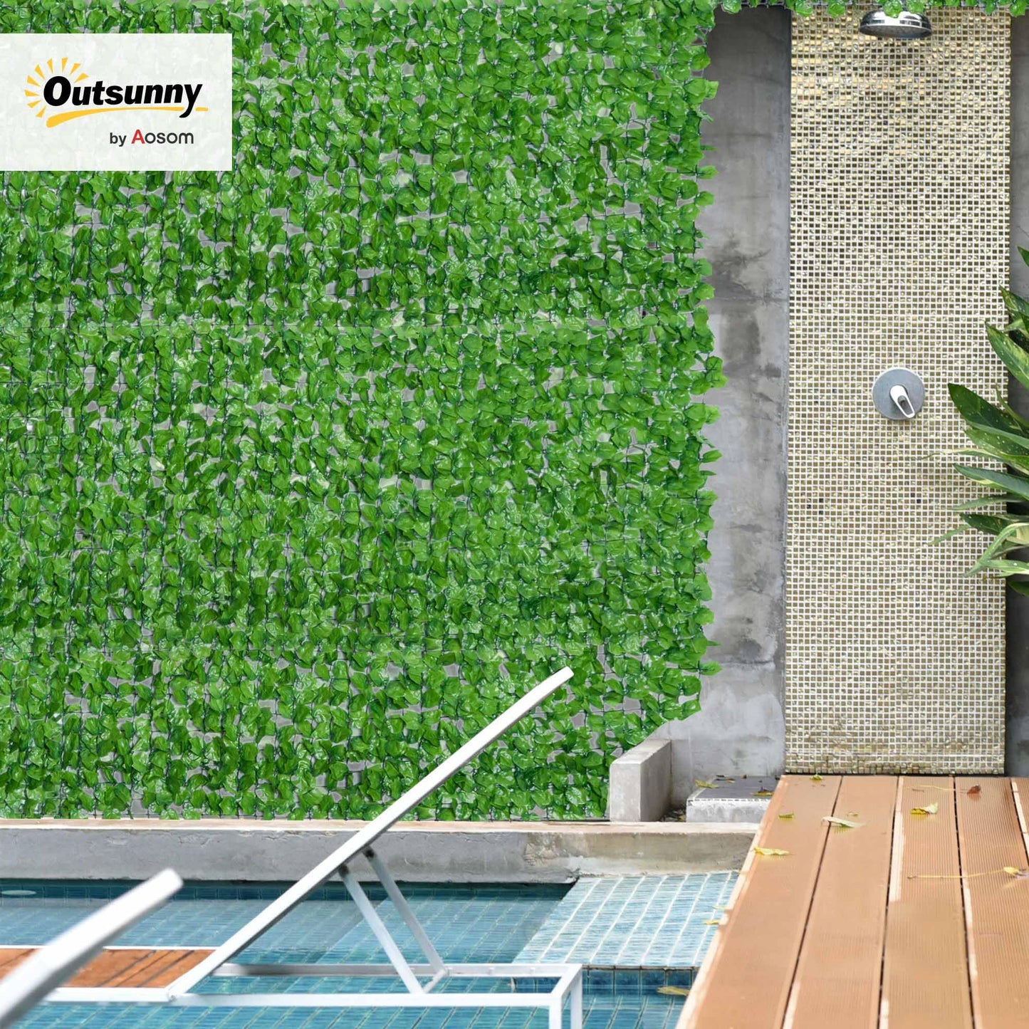 Outsunny Seto Artificial en Rollo 3x1m para Valla Balcón Barandilla Valla de Privacidad Planta Decorativa PE