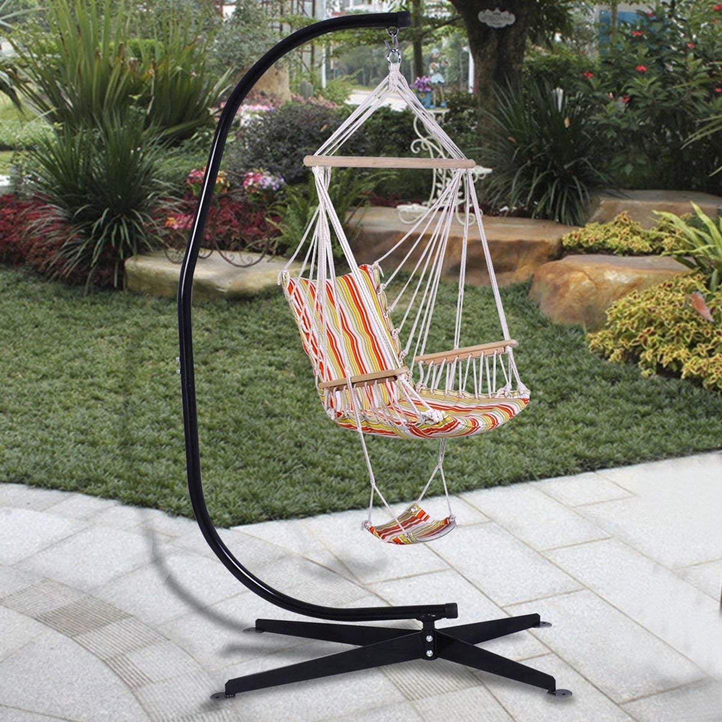COSTWAY Soporte para Silla Colgante Hamaca Carga hasta 150KG Marco de Silla Columpio para Patio Jardín Playa
