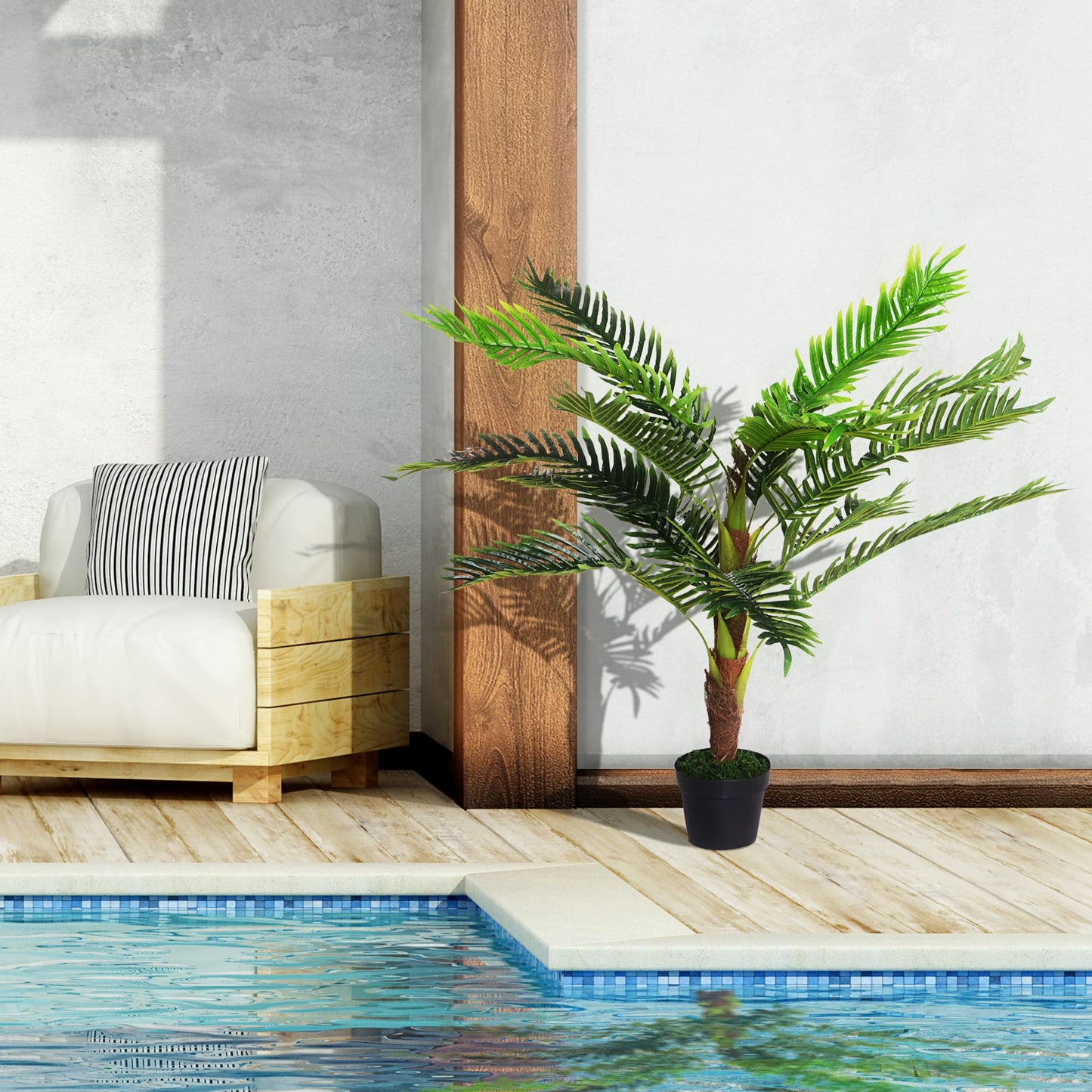 Outsunny Planta Artificial en Maceta Altura 123 cm Árbol Artificial para Decoración Hogar Oficina y Exterior Verde