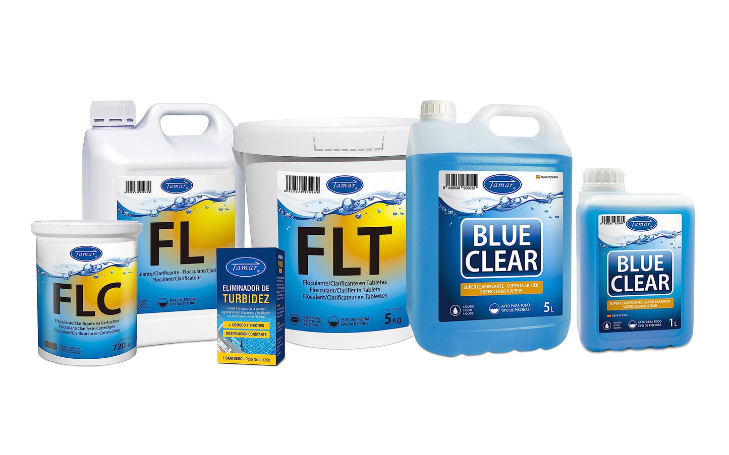 Tamar Floculante Liquido para Piscinas, clarificante, clarificador Agua, eliminador turbidez, agrupa particulas en suspesion 5 litros
