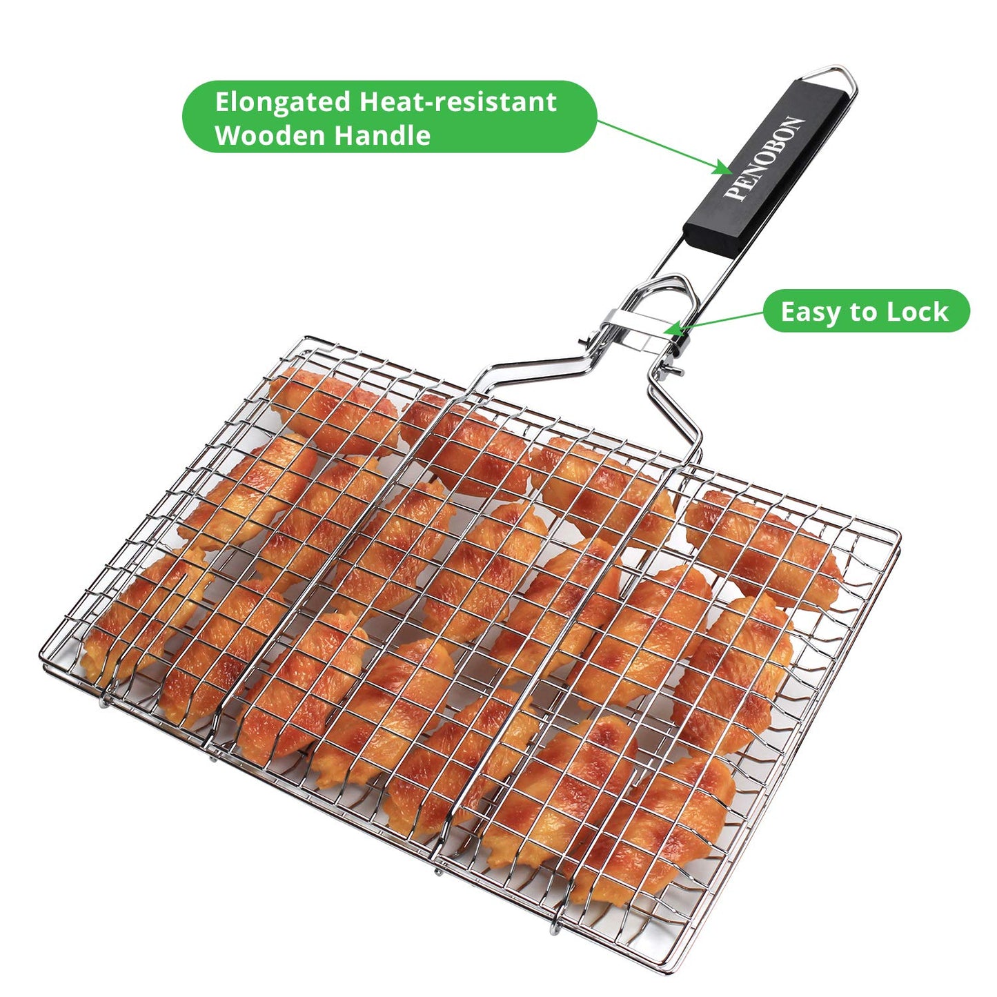 Canasta de asado de Pescado, Canasta de Parrilla de Barbacoa de Acero Inoxidable portátil Plegable, Viene con Cepillo de Cocina y Bolsa de Almacenamiento (Tipo 1)