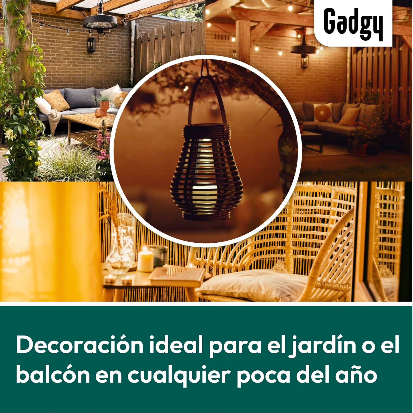 Gadgy Farolillos decorativos - 2 Piezas Forme Redondos y Lágrima para Exterior - Plástico Marmóreo Marrón - LED luz solar Jardín Patio
