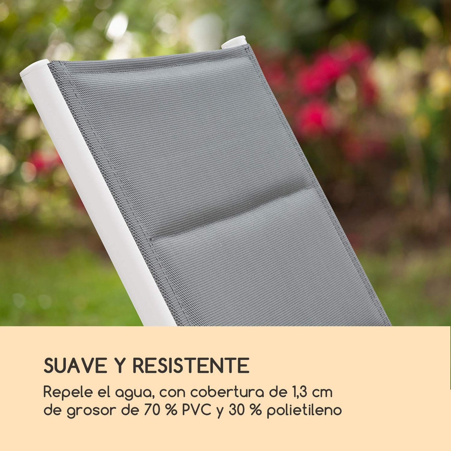 blumfeldt Renazzo Lounge Hamaca - Tumbona, para Exteriores, Superficie de 65 x 93 x 165 cm, Respaldo Regulable en 6 Alturas, Superficie Acolchada e hidrófuga, ComfortMesh, Blanco