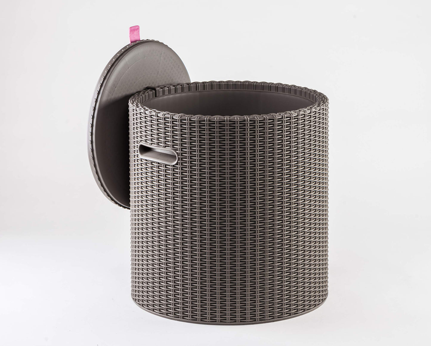 Keter Stool, Capacidad 39 litros Mesa nevera para terraza o Stool exterior, Resina con acabado ratán plano, 42 x 42 x 41 cm, Color Capuchino