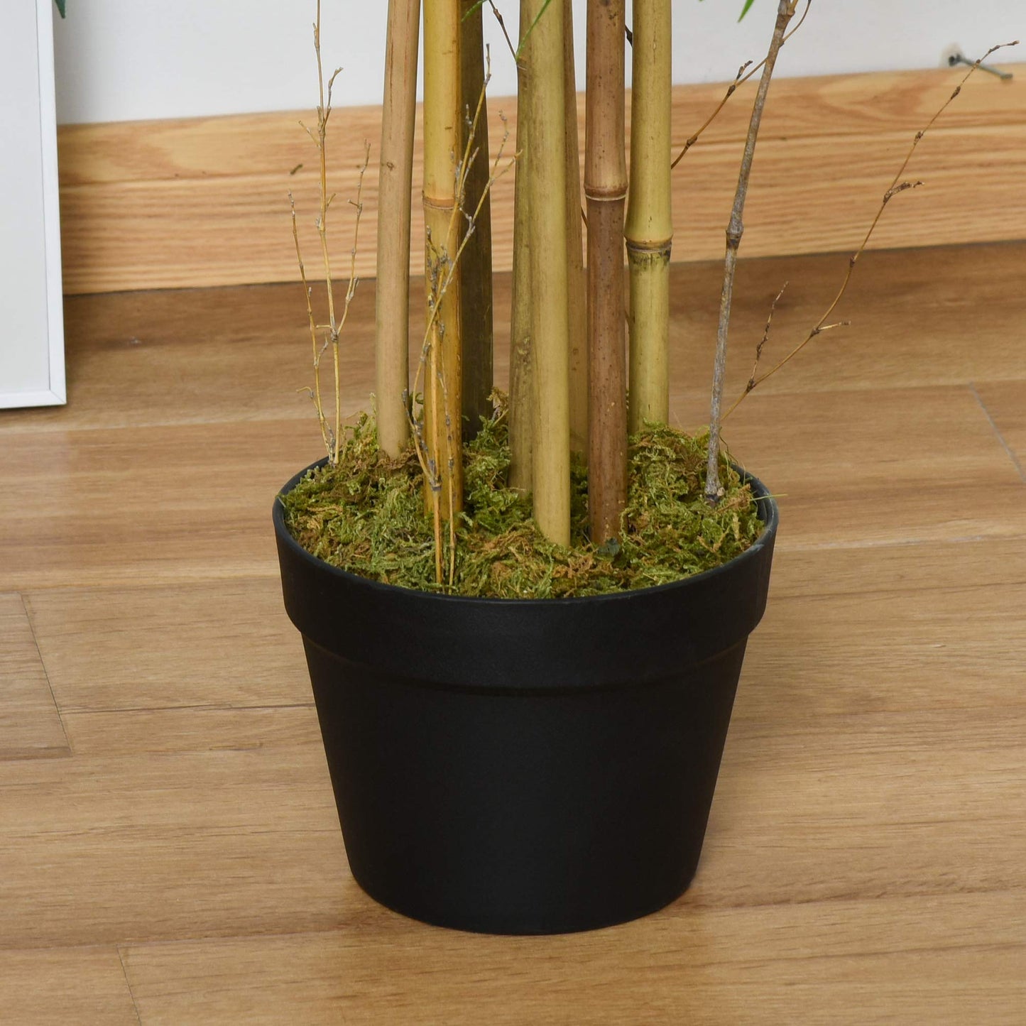 Outsunny Bambú Artificial 150cm con Maceta Árbol Planta Sintética Realista Decorativa para Casa Jardín Oficina Ø18x150 cm Verde
