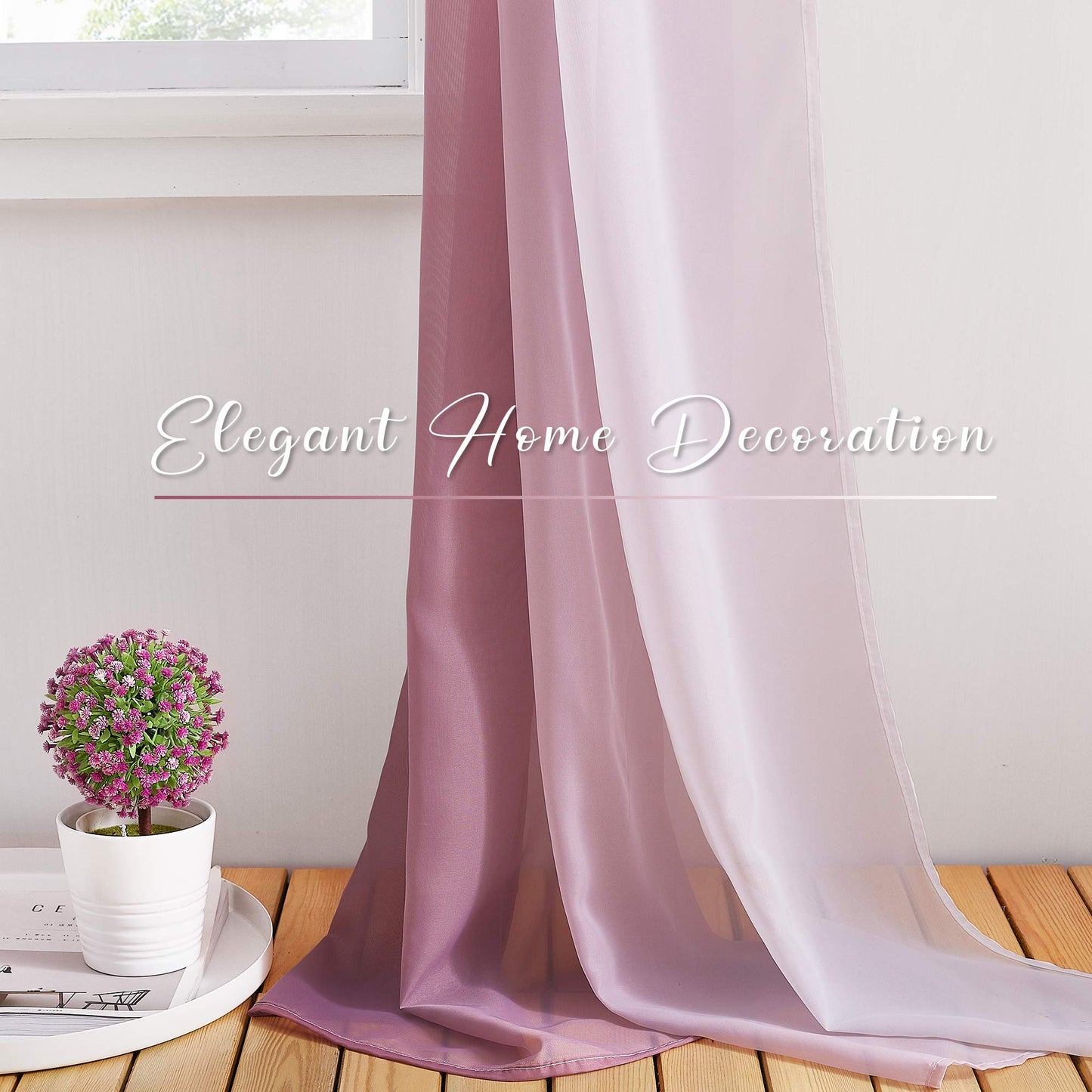 PONY DANCE Decorativa Boda Cortina Arco Gasa Visillo, Romántica Borgoña Sombra Traslúcida Suave Ventana Bufanda Cenefa para Grandes Eventos Exterior/Interior, 1 Panel, 548 x 152 cm