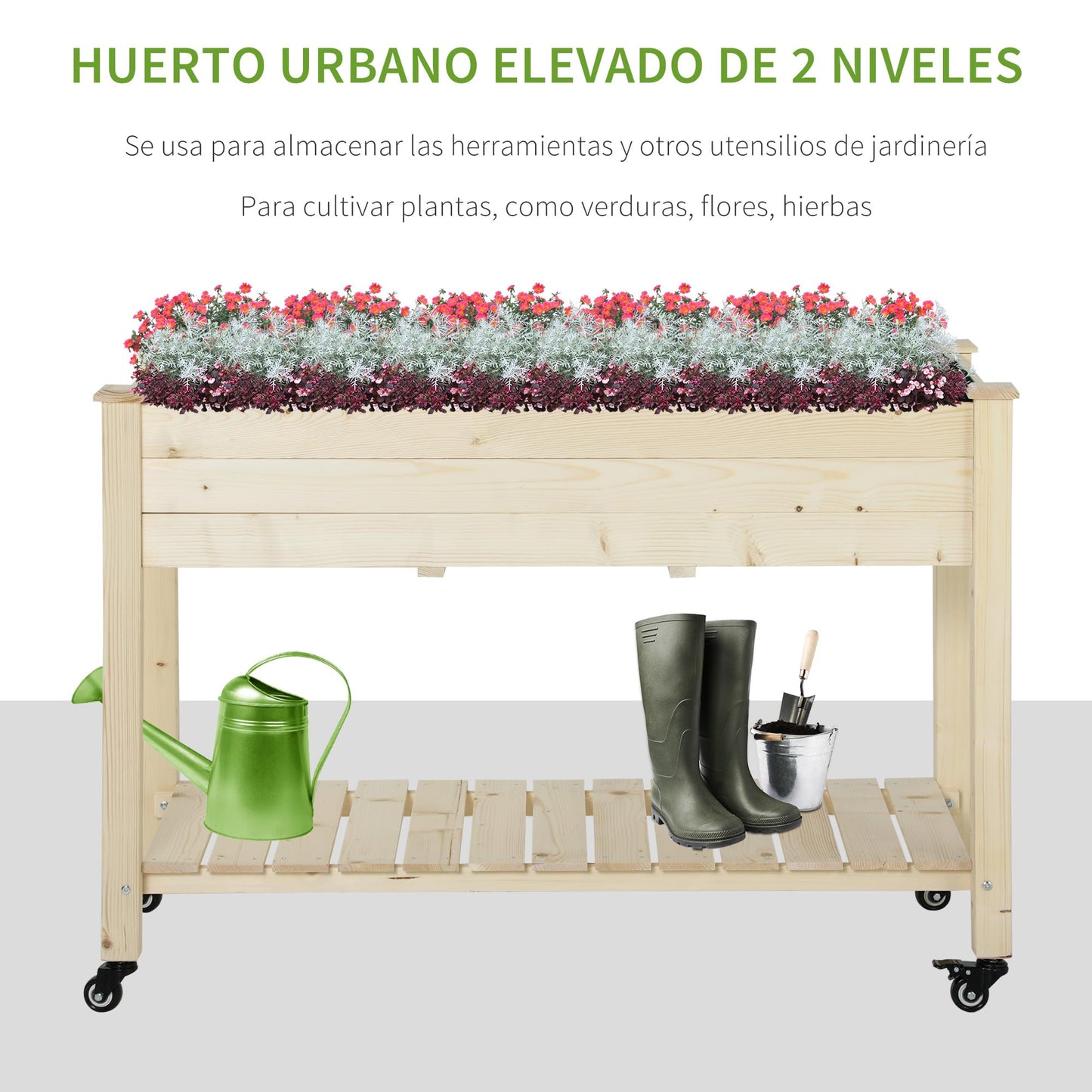 Outsunny Huerto Urbano Mesa Elevado Portátil para Cultivo en Jardín Terraza Mesas de germinación, Multicolor, Único