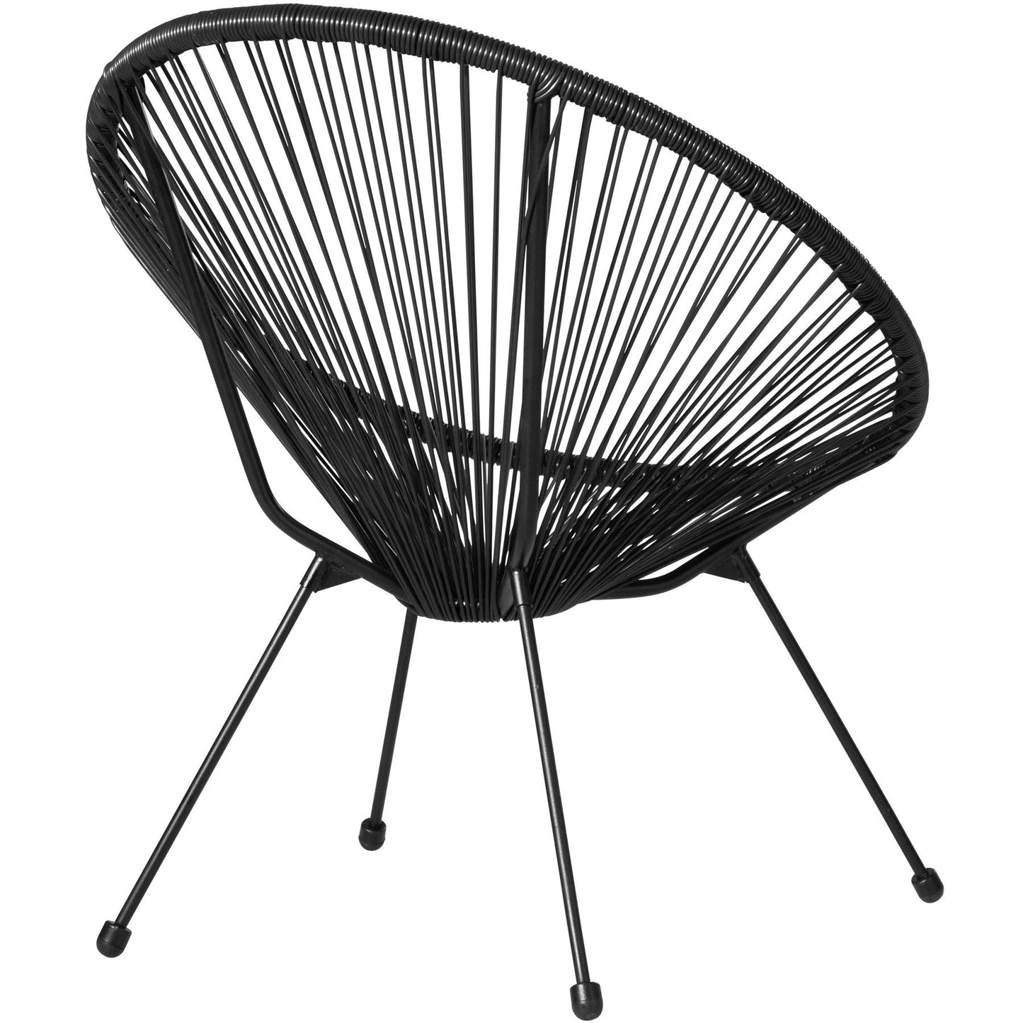tectake® Conjunto Muebles Jardín Exterior de Acero, Estilo Acapulco, 2 Sillas y 1 Mesa con Cristal, Mesa y Sillas de Terraza Resistentes a Intemperie,Topes en Patas, para Interior y Exterior - negro