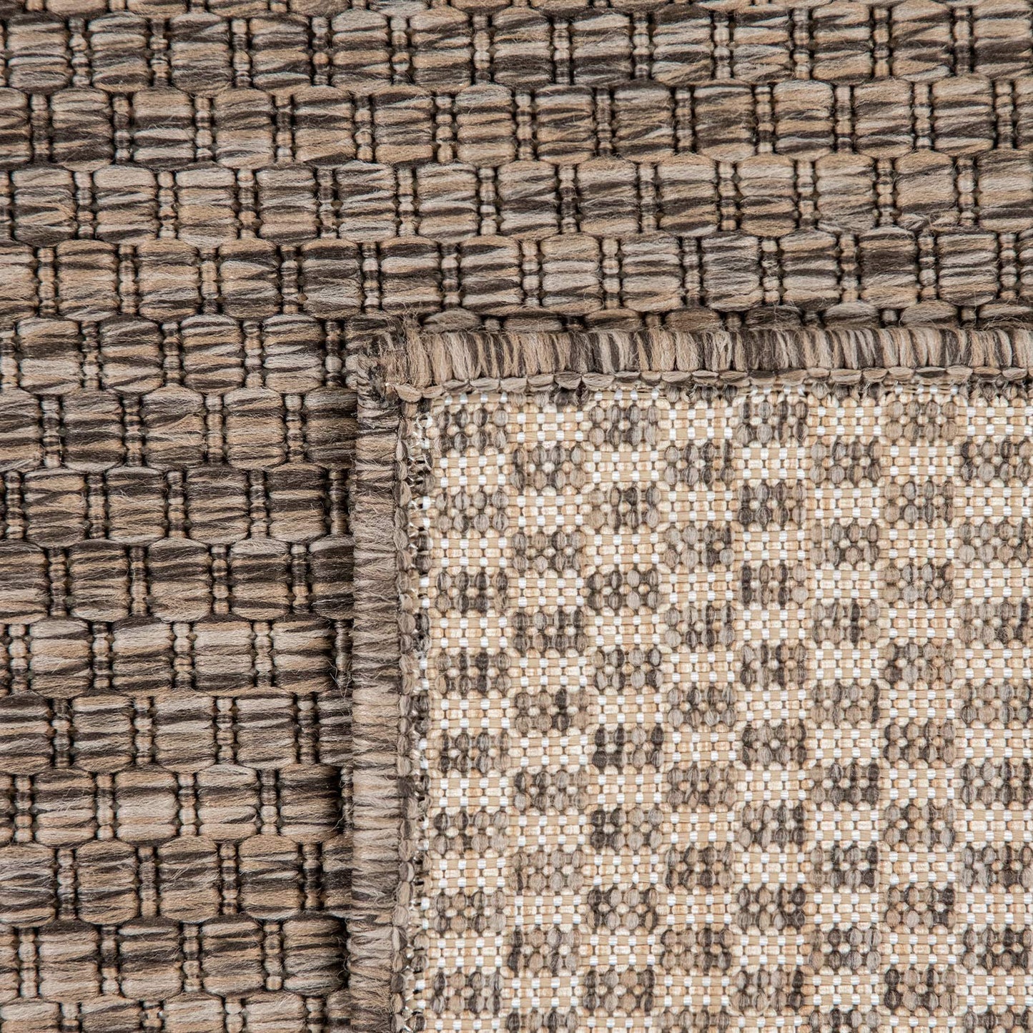 Paco Home Alfombra Exterior Interior Balcón Terraza Alfombra Cocina Monocolor Jaspeado, tamaño:80x250 cm, Color:Taupe