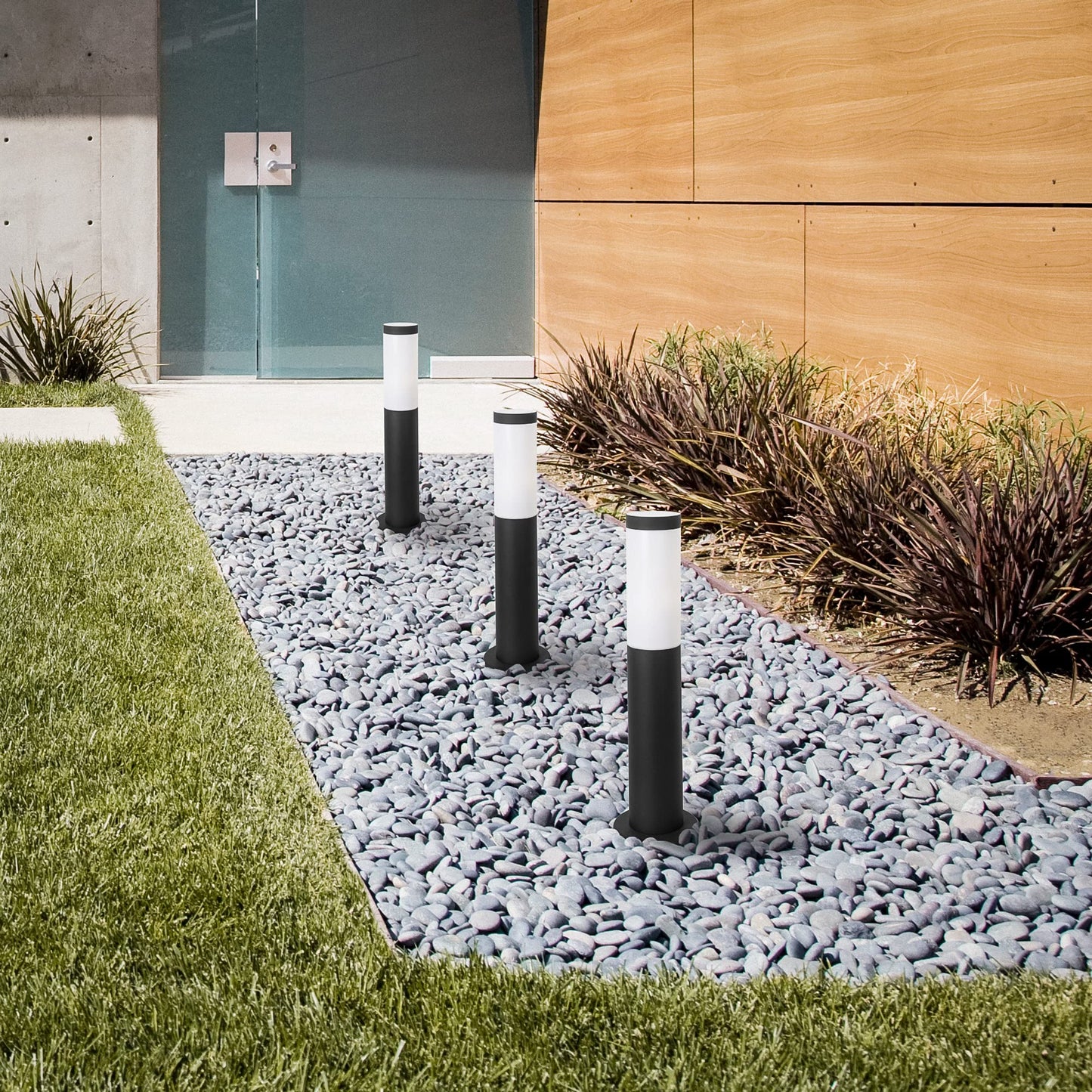 FORLIGHT Koral Baliza Exterior para Jardín Resistente al Agua IP55. Poste de Luz para Sendero y Camino. Lámpara Bolardo de Acero Inoxidable Gris Urbano 23W. Farolillo Moderno Zonas de Paso