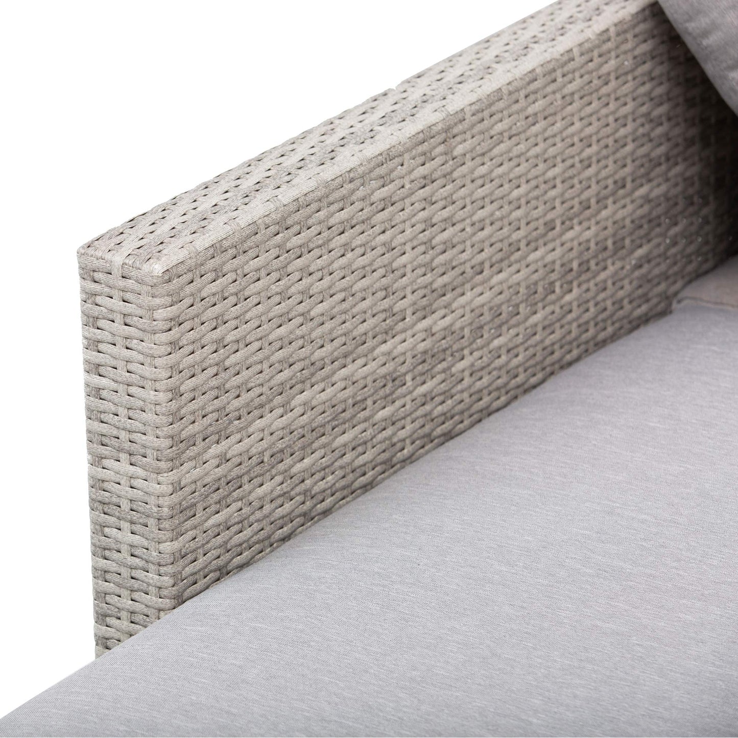 Outsunny Conjunto de Muebles Ratán de 3 Piezas Mesa de Centro Sofá Doble y Sofá de 3 Plazas con Cojines Extraíbles para Exterior Jardín Terraza Patio Acero Gris