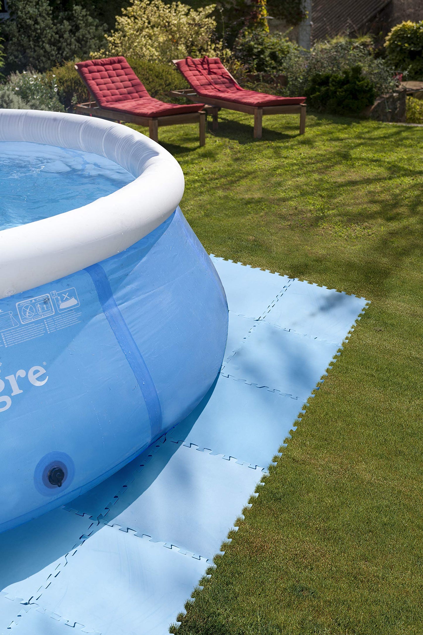 Gre MPF509 - Protector de Suelo para Piscina Fabricado en EVA Azul, 9 Piezas, 4.5 mm de Grosor, Resistente y Antipinchazos