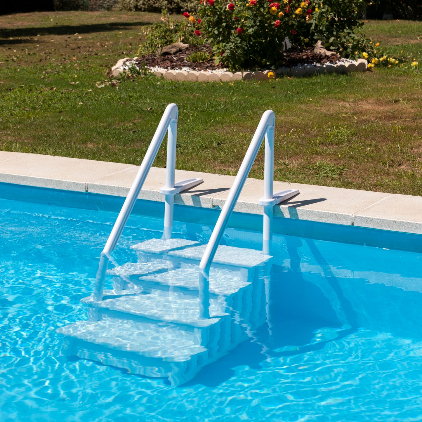 GRE Easy Entry Synthetic – Escalera accesible para piscina, entrada fácil, sintética, ancho x alto: 50 x 206 cm, 4 peldaños