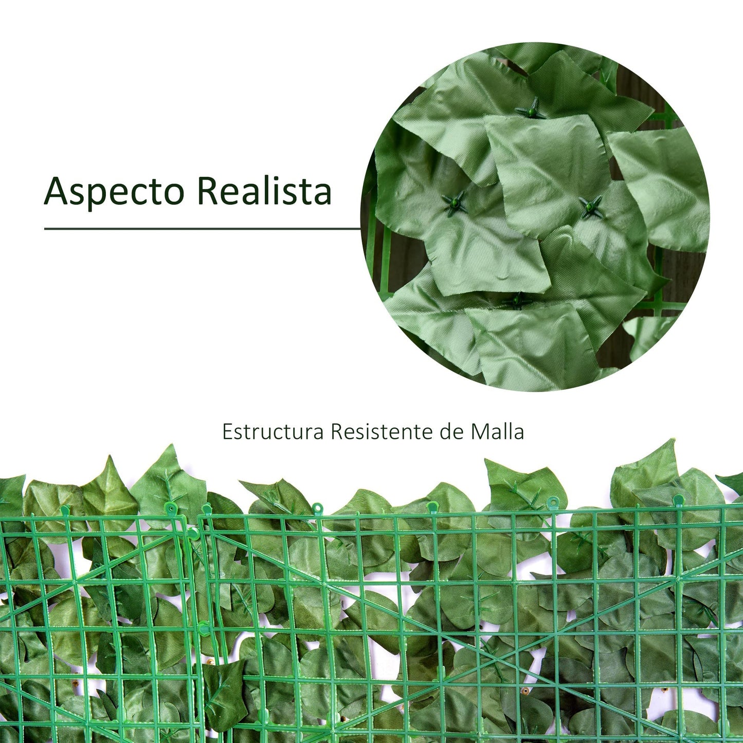 Outsunny Seto Artificial Ocultación Jardín en Rollo 3x1 m Pantalla de Valla de Privacidad de Hiedra Artificial para Terraza Balcón Exterior Decoración de Hojas Verde
