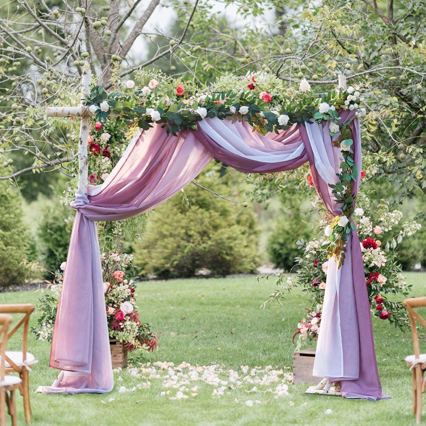 PONY DANCE Decorativa Boda Cortina Arco Gasa Visillo, Romántica Borgoña Sombra Traslúcida Suave Ventana Bufanda Cenefa para Grandes Eventos Exterior/Interior, 1 Panel, 548 x 152 cm