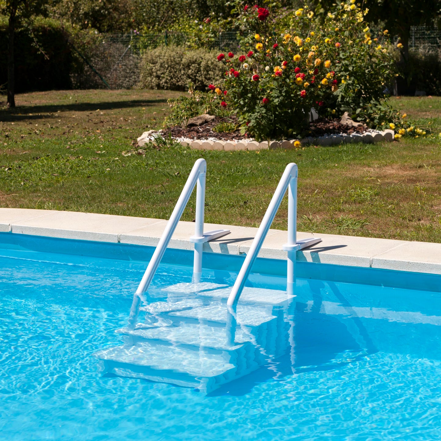 GRE Easy Entry Synthetic – Escalera accesible para piscina, entrada fácil, sintética, ancho x alto: 50 x 206 cm, 4 peldaños