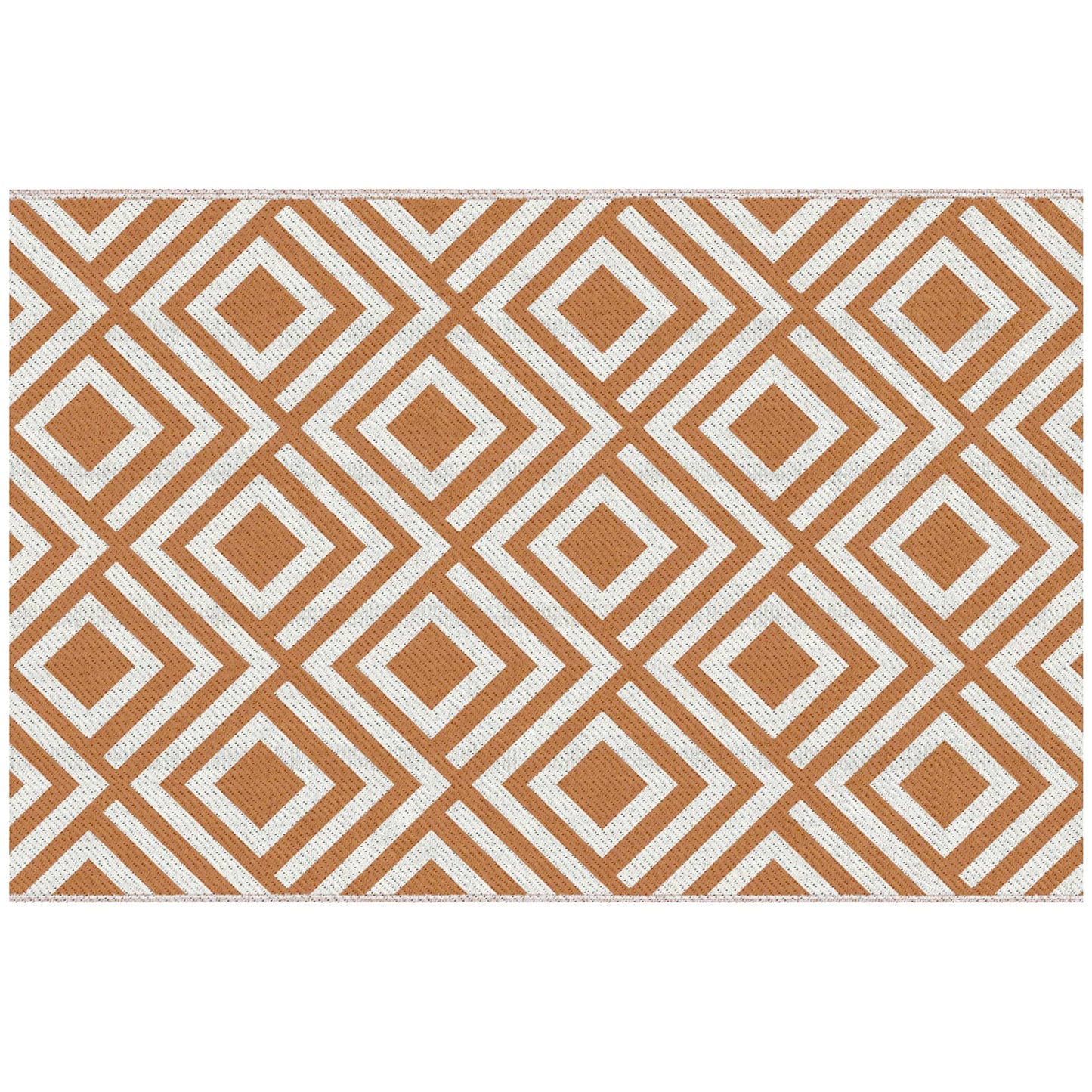 Outsunny Alfombra de Exterior 182x274 cm Alfombra Reversible Manta de Pícnic Estilo Moderno para Terraza Balcón Patio Camping Playa Marrón y Blanco