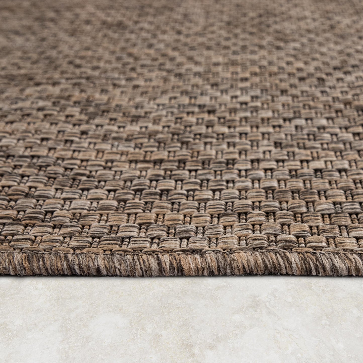 Paco Home Alfombra Exterior Interior Balcón Terraza Alfombra Cocina Monocolor Jaspeado, tamaño:80x250 cm, Color:Taupe