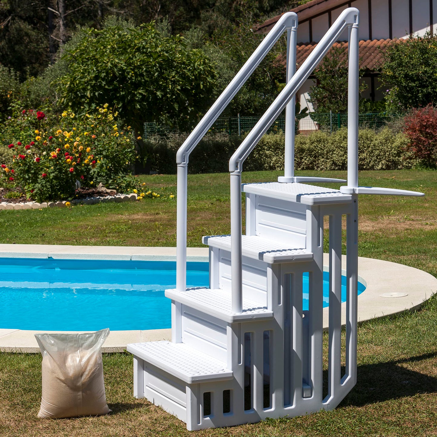 GRE Easy Entry Synthetic – Escalera accesible para piscina, entrada fácil, sintética, ancho x alto: 50 x 206 cm, 4 peldaños