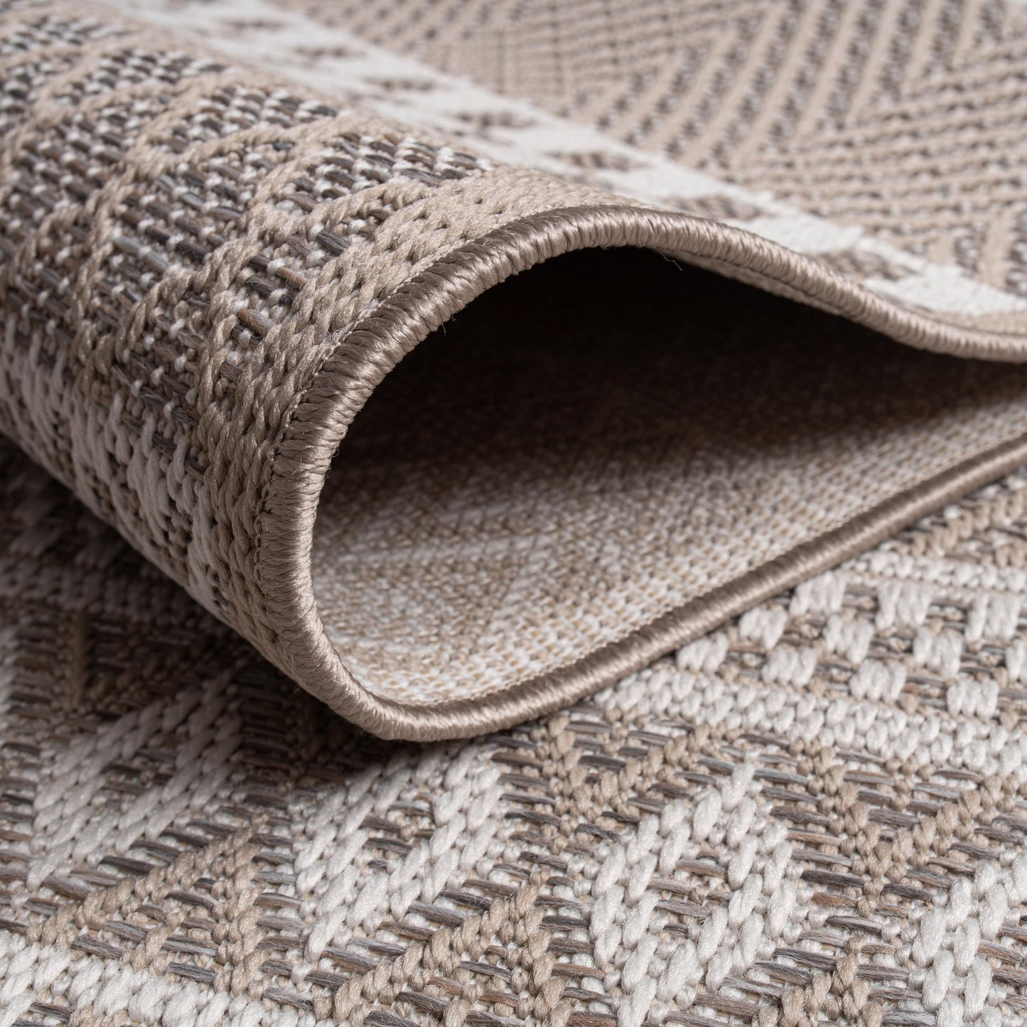 Paco Home Alfombra Exterior Interior Balcón Terraza Cocina Motivo Boho Étnico Moderno, tamaño:160x220 cm, Color:Beige