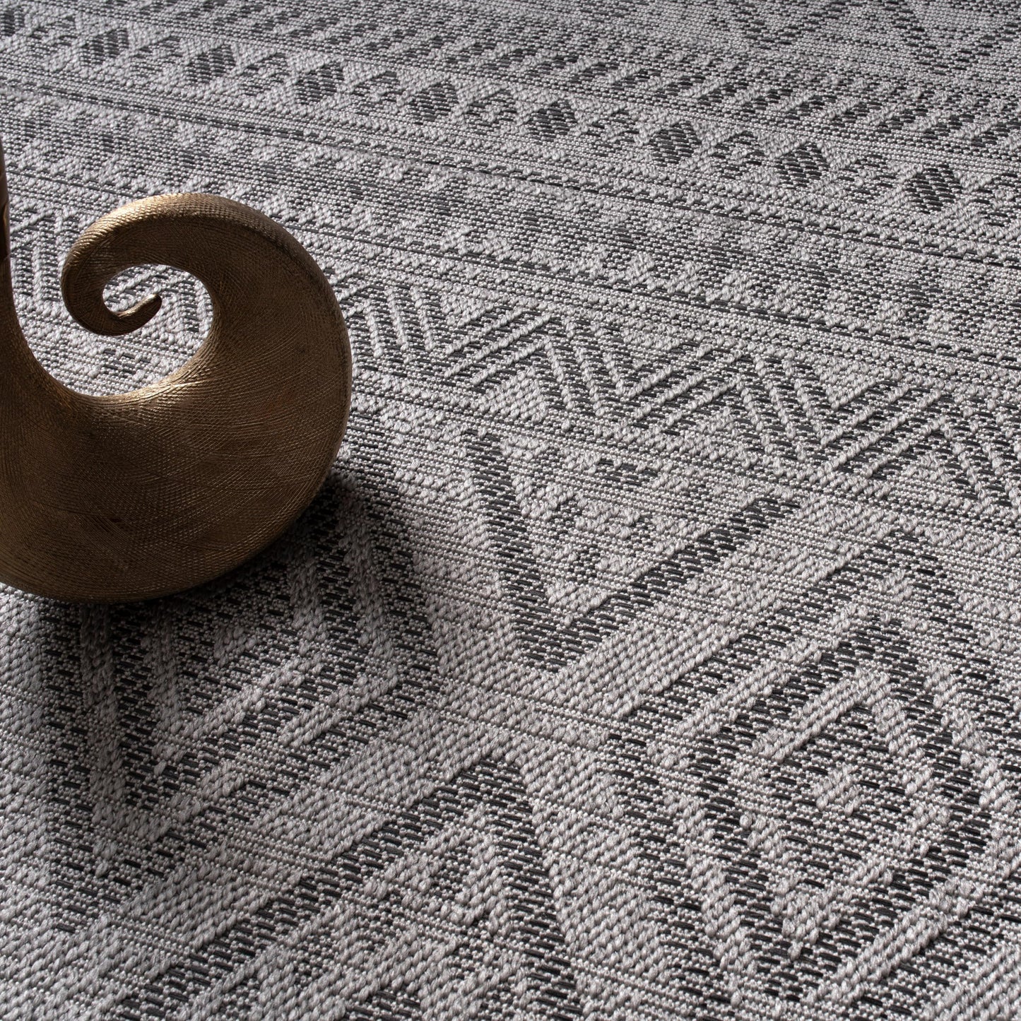 Paco Home Alfombra Exterior Interior Balcón Terraza Cocina Motivo Boho Étnico Moderno, tamaño:80 cm Redon, Color:Antracita