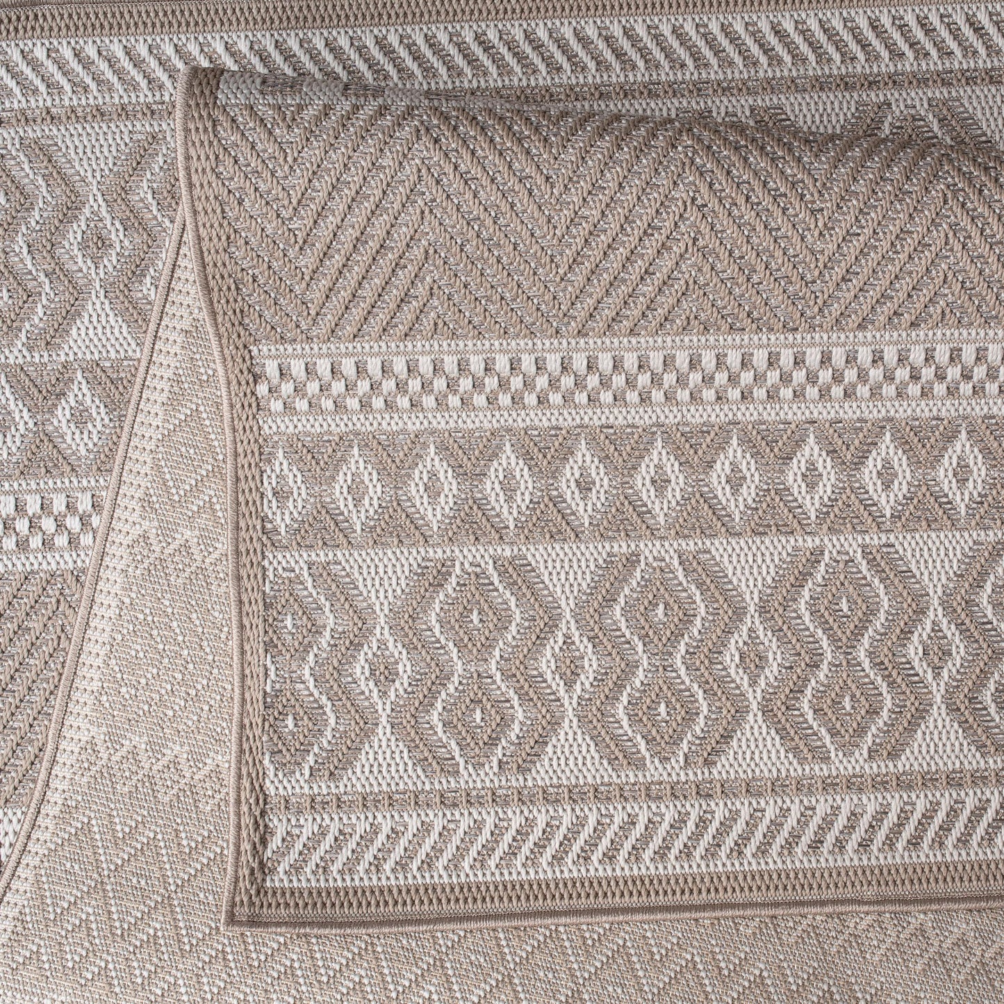 Paco Home Alfombra Exterior Interior Balcón Terraza Cocina Motivo Boho Étnico Moderno, tamaño:160x220 cm, Color:Beige