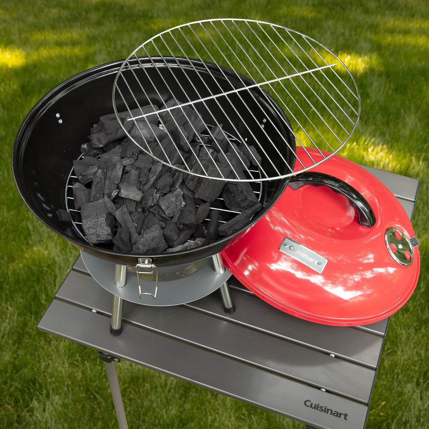 Cuisinart CCG-190RB Parrilla de carbón portátil de acero, 14", Rojo
