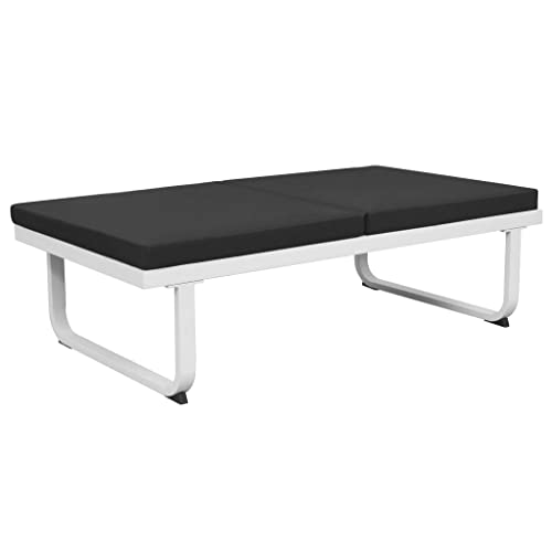vidaXL Set Muebles Jardín 13 Pzas Aluminio Negro Blanco Sofá Mesa de Exterior