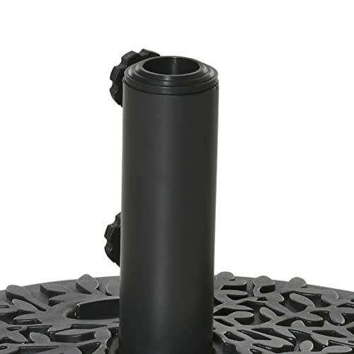 Outsunny Base de Pared para Sombrilla Ø38/48 mm Soporte Semicircular de Parasol Rellenable de Arena 21 kg o Agua 18 kg para Jardín Patio Terraza Exterior 50x31x38 cm Negro