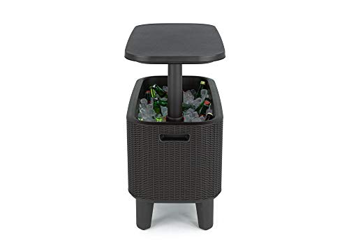 Keter Bevy Bar - Mesa Nevera para Exterior y Jardín, Capacidad 60L, Color Grafito
