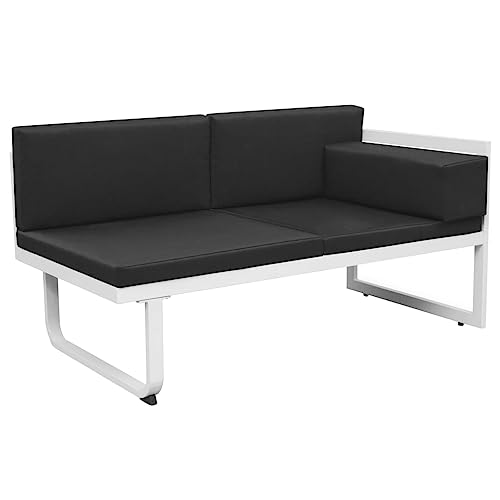 vidaXL Set Muebles Jardín 13 Pzas Aluminio Negro Blanco Sofá Mesa de Exterior