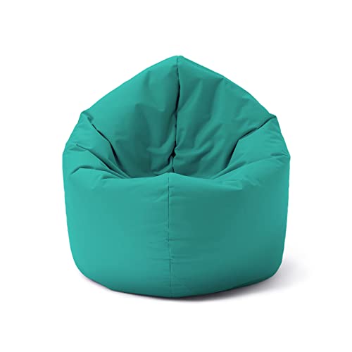 Lumaland Puff Pera Redondo Grande 120 x 80 x 75 cm | Sillón Relax Impermeable para Interior & Exterior | Mueble Ideal para Salón, Jardin y Terraza | con Relleno Incluido 300l [Turquesa]