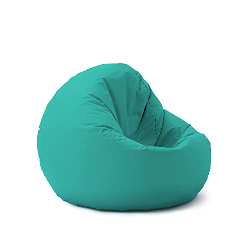 Lumaland Puff Pera Redondo Grande 120 x 80 x 75 cm | Sillón Relax Impermeable para Interior & Exterior | Mueble Ideal para Salón, Jardin y Terraza | con Relleno Incluido 300l [Turquesa]