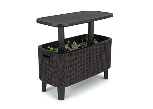 Keter Bevy Bar - Mesa Nevera para Exterior y Jardín, Capacidad 60L, Color Grafito