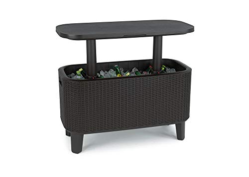 Keter Bevy Bar - Mesa Nevera para Exterior y Jardín, Capacidad 60L, Color Grafito