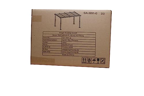 [Actualizado] Angel Living Pérgola de Aluminio con Techo Retráctil, Pabellón con Diseño Elegante, Cenador con Tela de Poliéster Resistente al Agua y a UV, Uso para el Exterior (3 x 4, Gris)