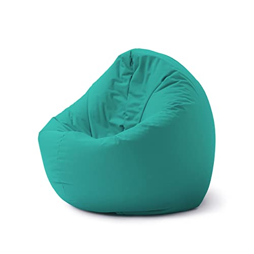 Lumaland Puff Pera Redondo Grande 120 x 80 x 75 cm | Sillón Relax Impermeable para Interior & Exterior | Mueble Ideal para Salón, Jardin y Terraza | con Relleno Incluido 300l [Turquesa]