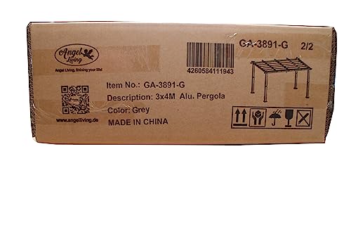 [Actualizado] Angel Living Pérgola de Aluminio con Techo Retráctil, Pabellón con Diseño Elegante, Cenador con Tela de Poliéster Resistente al Agua y a UV, Uso para el Exterior (3 x 4, Gris)