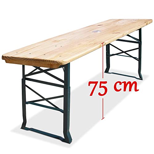 Deuba® Mesa Cervecera Plegable 170cm de Madera Altura Ajustable Catering Eventos Comedor Jardín Buffet