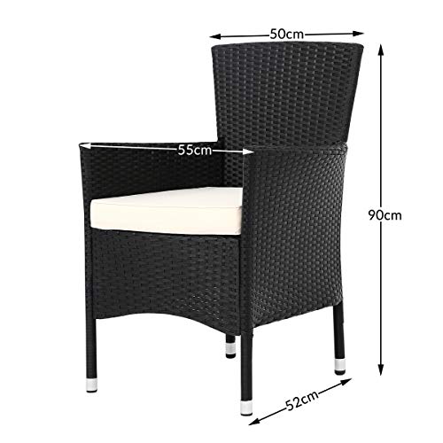 CASARIA Conjunto de Jardín para 8 Personas 1 Mesa y 8 Sillas Apilables de Poliratán Negro Muebles de Exterior