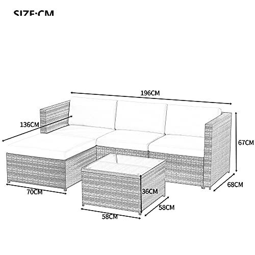 KecDuey Conjunto de Muebles de Jardin Muebles Lounge de jardín, sofá esquinero, Juego de sofás con Cojines de Asiento y Respaldo (Gris)