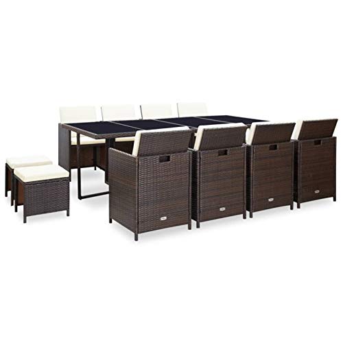 Deufre Conjunto Muebles de Jardín Comedor Jardin de Ratán 13 Piezas Sofa Jardin Exterior Muebles Jardin Exterior Conjunto Jardin para Jardín Terraza Patio Marrón