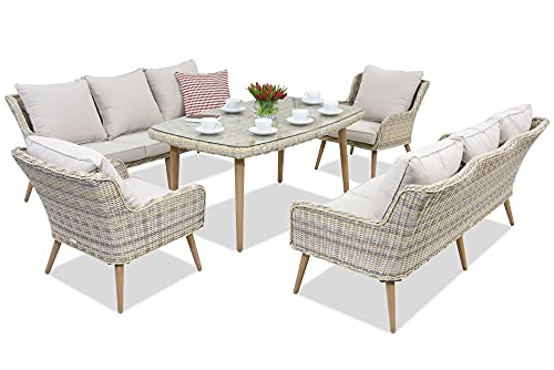 Garden Point Bilbao Apetito 8 Beige| Elegante Juego de Muebles para Cada jardín.