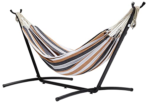 Amazon Basics - medianas Hamaca de tela con soporte, Abigarrado, 300 x 117 x 100 cm