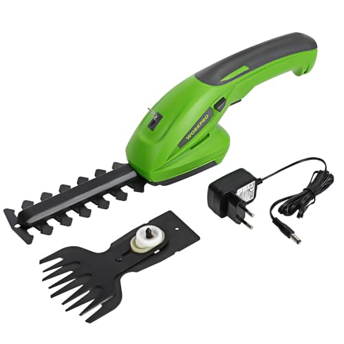 WORKPRO - Cizalla para césped con 2 Cuchillas, batería de 1500 mAh, Cargador para Corte, podado
