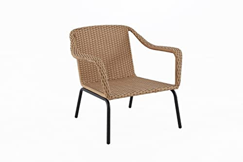 METRO Professional Conjunto Jardin Exterior, 4 Piezas, 1 Mesa, 1 sofá, 2 sillones Individuales, poliratán/Acero/poliéster, Cojines para Sofa, Outdoor, Resistente a la Intemperie, marrón/Negro